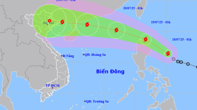 Bão Wipha sắp vào Biển Đông, gây mưa rất lớn cho miền Bắc