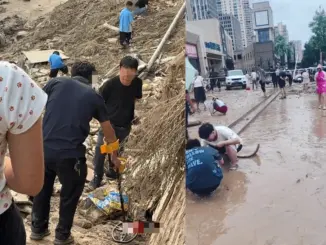 Tiệm vàng bị lũ cuốn, người dân đổ xô tìm 20kg vàng dưới bùn