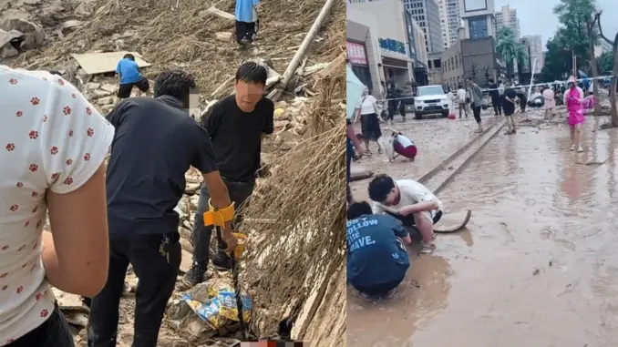 Tiệm vàng bị lũ cuốn, người dân đổ xô tìm 20kg vàng dưới bùn