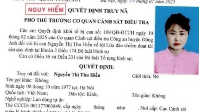 Bắt giữ đối tượng truy nã nguy hiểm Nguyễn Thị Thu Hiền Bắt giữ đối tượng truy nã nguy hiểm Nguyễn Thị Thu Hiền