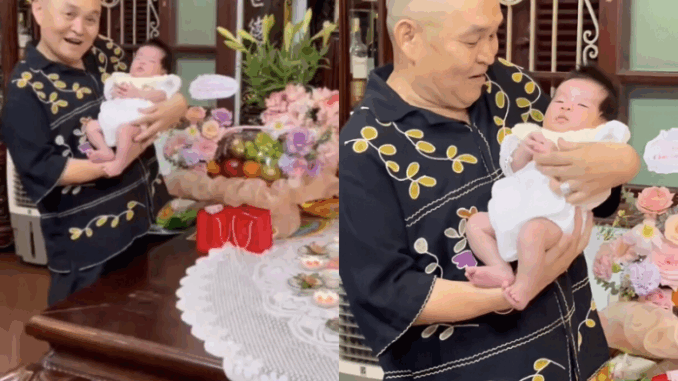NSƯT Xuân Hinh mừng đầy tháng cháu ngoại trong cơ ngơi chục tỷ, khoe cảnh bế bồng “cục vàng” lần đầu ở tuổi 70
