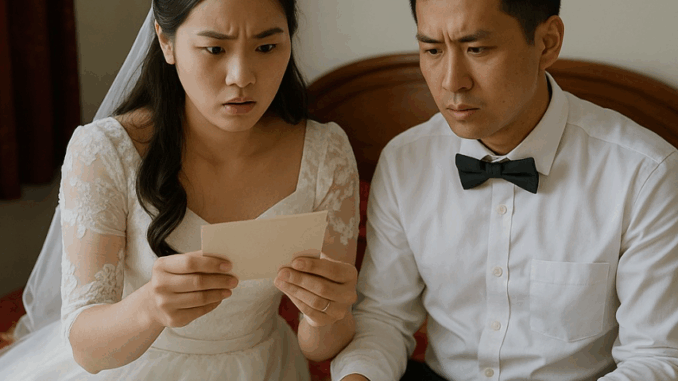 Cưới xong hai vợ chồng ngồi bóc phong bì thì thấy phong bì của người yêu cũ chồng, bên trong có 500k và que thử thai