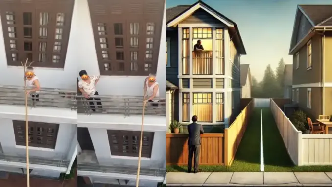 Người đàn ông dùng gậy dài ngăn hàng xóm mở cửa, khi biết nguyên nhân netizen lập tức “quay xe”
